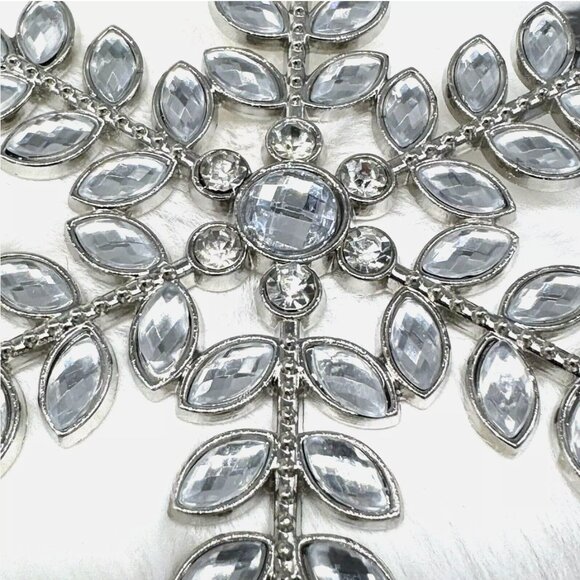 x3 Martha Stewart White Faux Fur Christmas Stocking Set Silver Jeweled Snowflake - Picture 5 of 7